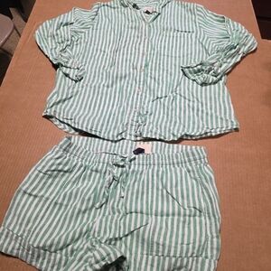 Universal Thread 2 Piece Set Stripe Front tie Cotton Top XL Shorts L
